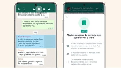 La opción se llama "Conservar en el chat"; Esta es una nueva opción que también juega con el contenido textual de los mensajes (Foto: WhatsApp)