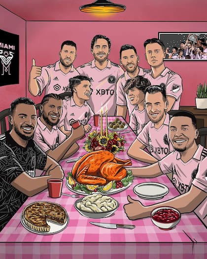 La original ilustración de Inter Miami para conmemorar el Día de Acción de Gracias