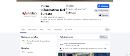 La página en Facebook del medio que dirige Guzmán