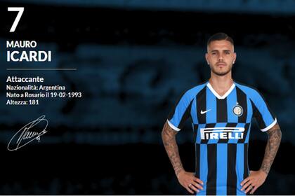 La página oficial de Inter ya lo muestra a Mauro Icardi con el número 7; el 9 lo llevará ahora Romelu Lukaku