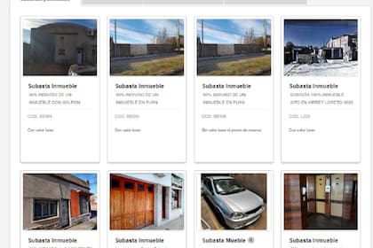 La página principal de las Subastas On Line de la Suprema Corte de Justicia de Buenos Aires