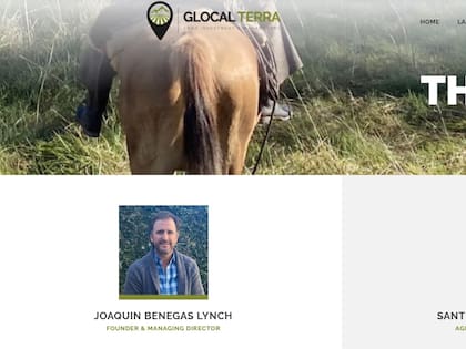 La página web de Glocal Terra, en la que Joaquín Benegas Lynch figura como fundador y director
