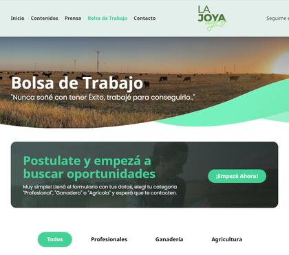 La pagina web de lajoyaagro.com/bolsa-de-trabajo