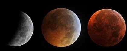 Este montaje muestra un eclipse lunar total de 2010