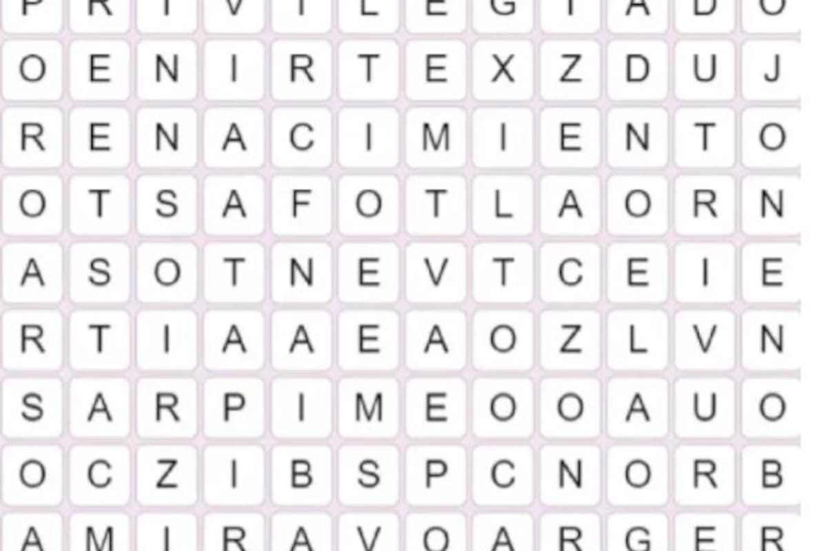 La palabra "fiesta" está escondida dentro de esta "engañosa" sopa de letras