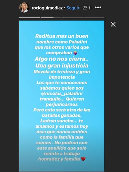 La panelista de Pampita Online y mujer del empresario salió a defenderlo en las redes sociales