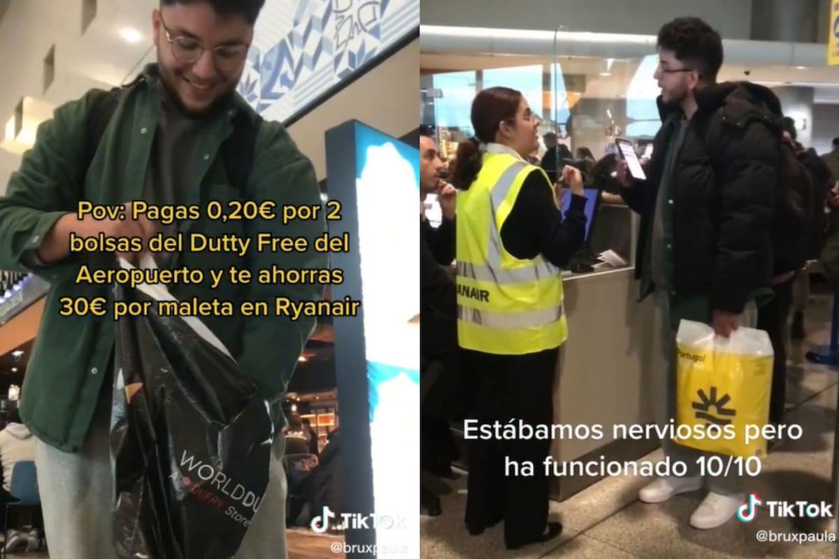 La pareja aprovechó el truco de las bolsas y demostró que puede ser una opción para los viajeros