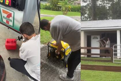 La pareja cargó nafta y guardó las sillas que tenían en el jardín de su casa (Foto: Captura de video / TikTok @medialuncita)
