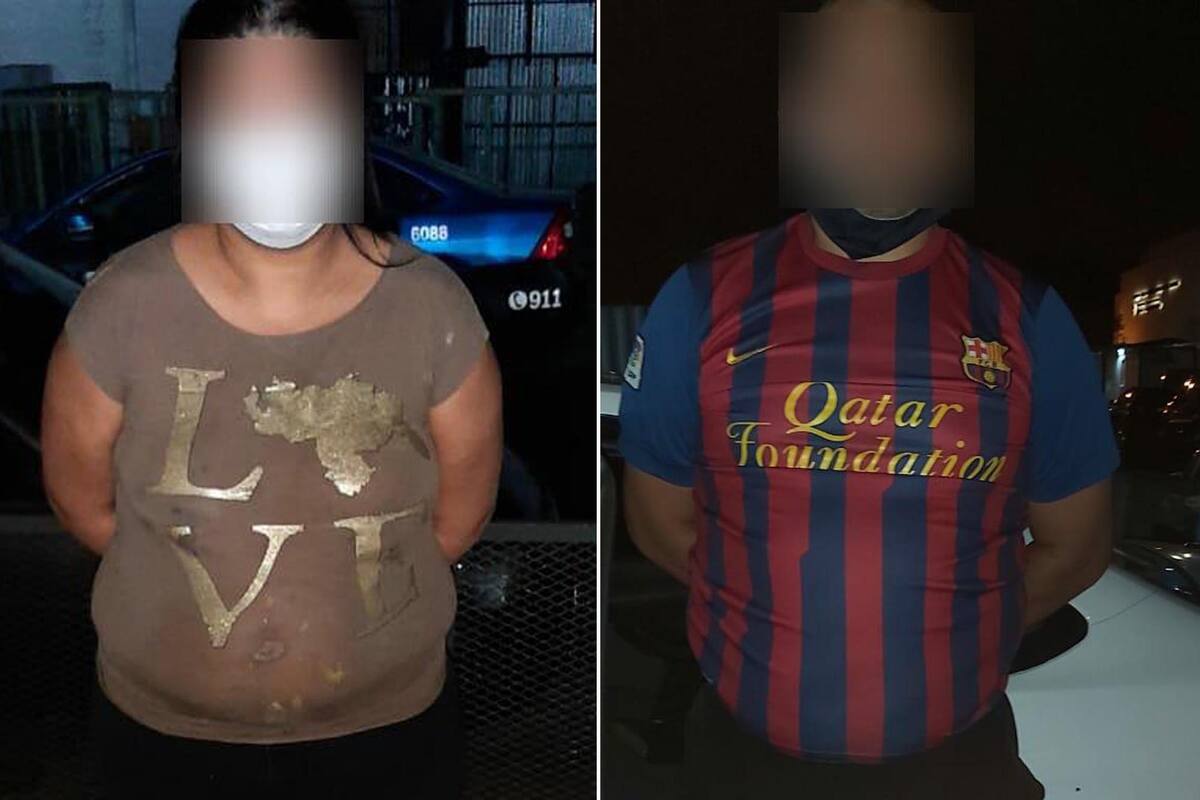 La pareja detenida luego de ser identificados en las cámaras de seguridad