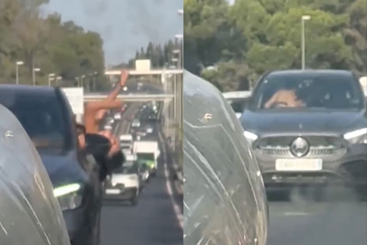La pareja fue filmada por otro conductor y se viralizó en redes sociales