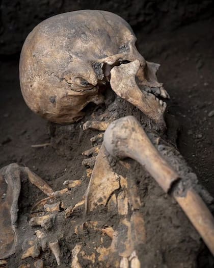 La pareja intentó refugiarse, pero los desechos piroclásticos terminaron con sus vida