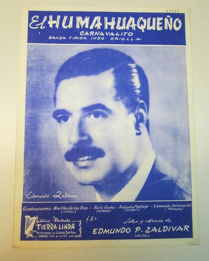 La partitura de El Humahuaqueño, con la imagen de Zaldívar (h.)