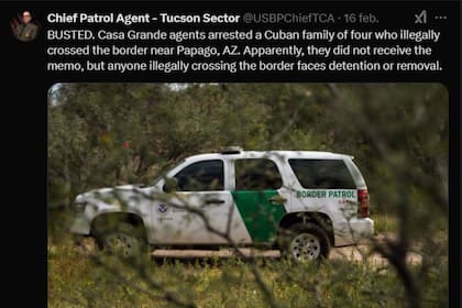 La Patrulla Fronteriza de Tucson detuvo a una familia de inmigrantes cubanos que había ingresado de modo irregular a EE.UU.