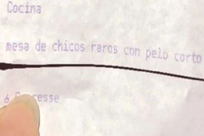 La peculiar referencia que apareció en el ticket con la orden