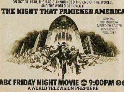La película para la televisión The night that panicked américa reprodujo -y exageró algo- la reacción que tuvo la población ante la emisión de radio en la que Orson Welles adaptó La guerra de los mundos