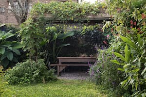 La pérgola es testigo de los almuerzos de domingo
