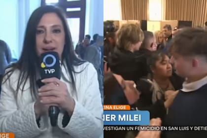 La periodista de la TV Pública, Gabriela Radice, pasó un mal momento cuando fue a cubrir la votación de Javier Milei (Foto: Captura TV Pública)