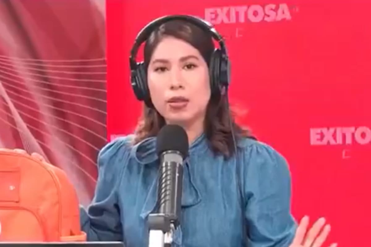La periodista Katyusca Torres Aybar durante el terremoto