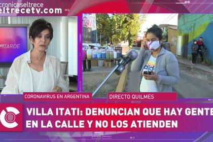 La periodista le hizo la pregunta a una entrevistada que estaba en un móvil en Villa Itati y la respuesta la descolocó