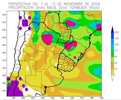 La perspectiva de lluvias para los próximos días
