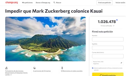 La petición en Change.org cuenta con más de un millón de firmas