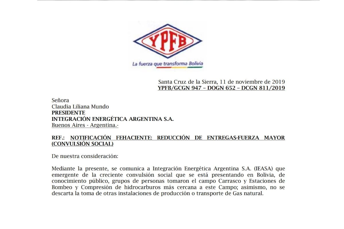 La petrolera estatal boliviana notificó a la Argentina que por la toma de algunas de sus instalaciones podría haber problemas con la oferta de gas; desde Ieasa indican que por el momento la situación es normal
