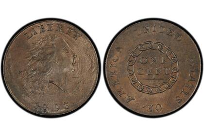 La pieza acuñada en 1793 forma parte de la primera serie de centavos producida de forma regular en Estados Unidos