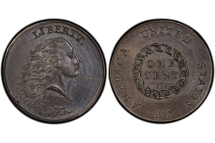 La pieza acuñada en 1793 forma parte de la primera serie de centavos producida de forma regular en Estados Unidos