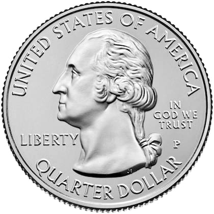 La pieza tiene la imagen de George Washington en el anverso