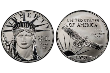 La pieza valiosa trata de un ejemplar de platino emitido por la Casa de la Moneda de Estados Unidos