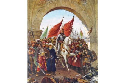 La pintura de Fausto Zonaro retrata la entrada del sultán Mehmed II en Constantinopla