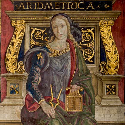 La pintura dedicada a la Aritmética en la Sala de las Artes Liberales