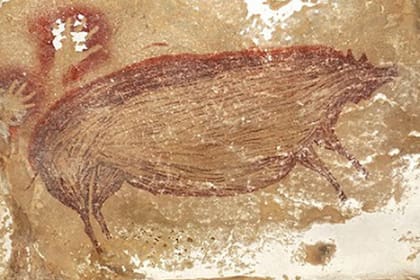 La pintura más antigua conocida en el arte prehistórico, que muestra a un cerdo verrugoso, tiene al menos 45.500 años de antigüedad