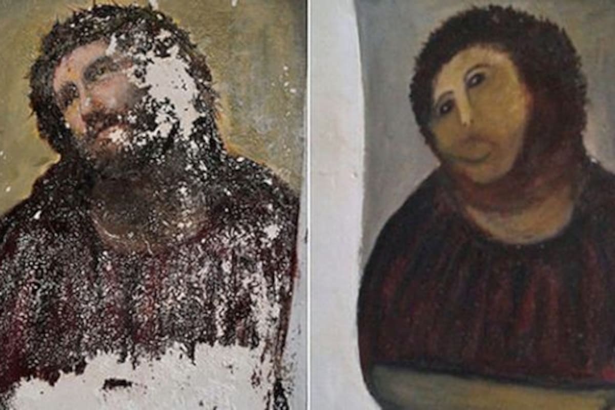 La pintura original de 1930 fue restaurada en 2012 con consecuencias trágico-cómicas