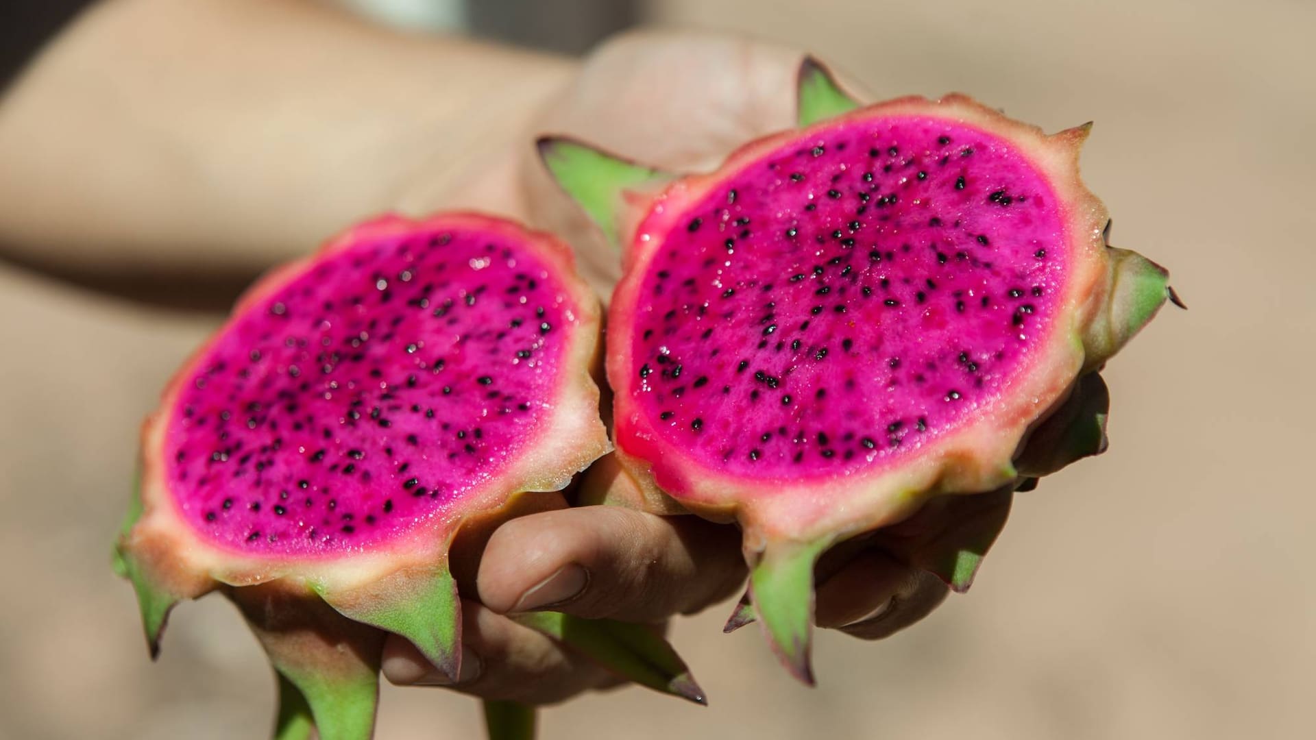 La pitaya es fucsia por dentro.