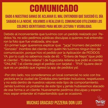 La pizzería compartió un comunicado para defenderse de las acusaciones en Instagram