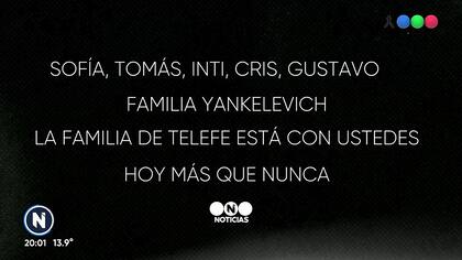 La placa de apertura de Telefe Noticias en honor a la familia Yankelevich