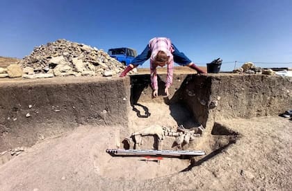 La placa de yeso se halló colindante a diferentes túmulos funerarios y debajo de un altar dedicado a Zeus en el antiguo Reino del Bósforo