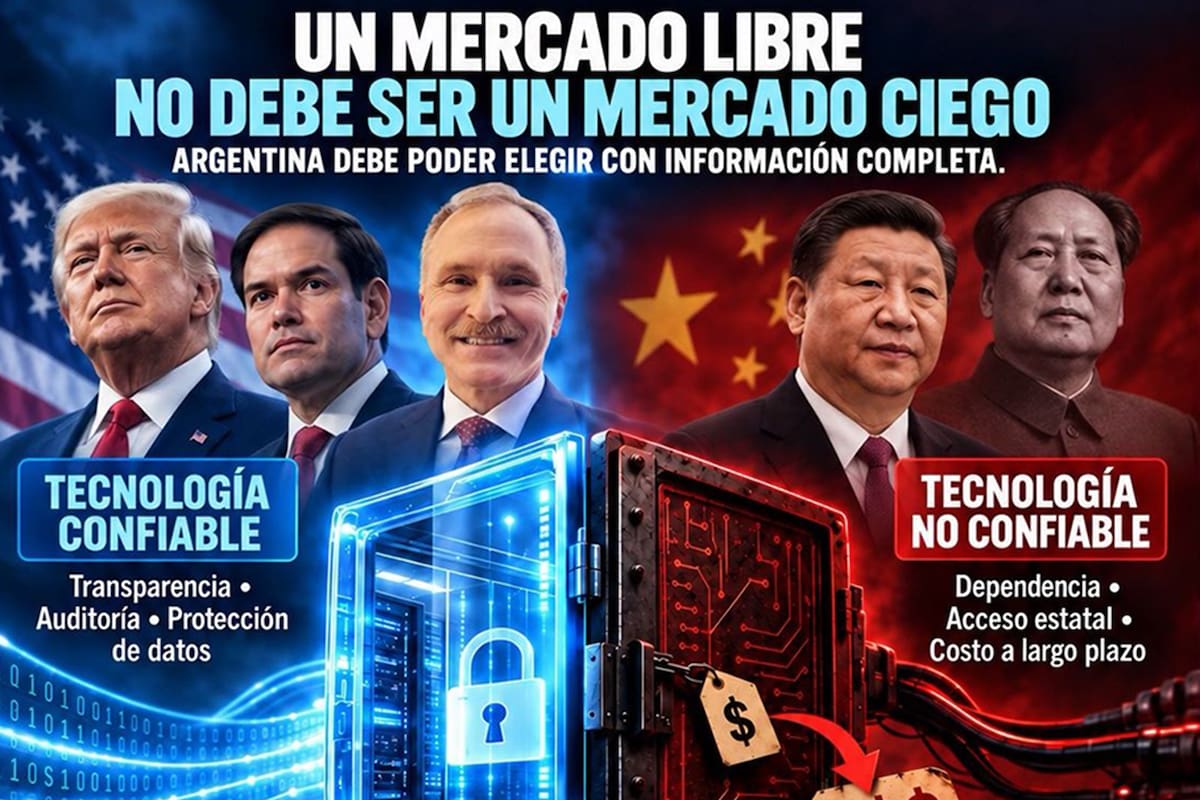 La placa que el embajador Peter Lamelas publicó en LinkedIn, con Trump y Rubio de un lado y Xi Jinping y Mao Zedong del otro
