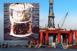 La plataforma marítima donde ocurrieron los hechos funcionó hasta 2019 (Foto: Tomadas de Twitter (@shockmybhauls y @3rdreichstudies)