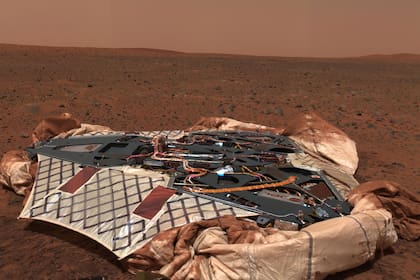 La plataforma utilizada por uno de los rovers, el Spirit, para el descenso en Marte