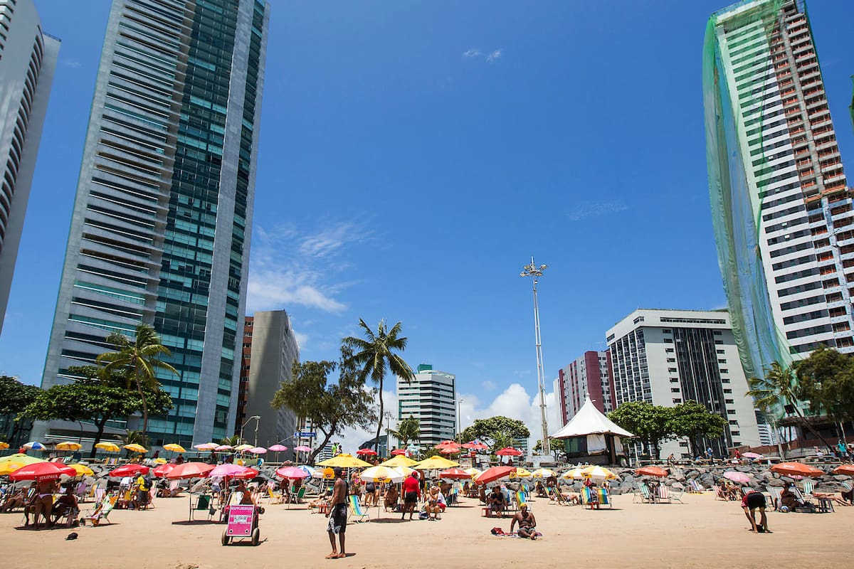 La playa de la ciudad de Recife, en Pernambuco, Brasil.