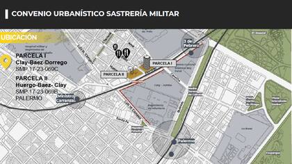 La plaza estará ubicada en la parcela delimitada por las calles Báez, Clay, Dorrego y Huergo
