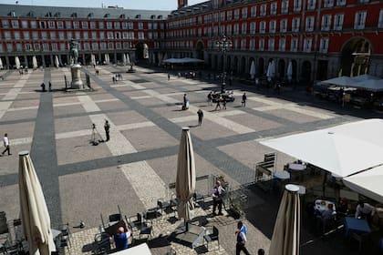 La Plaza Mayor de Madrid, casi desierta