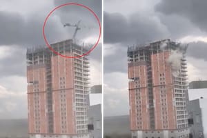 La pluma de carga cayó por el fuerte temporal de viento y lluvia