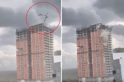 La pluma de carga cayó por el fuerte temporal de viento y lluvia