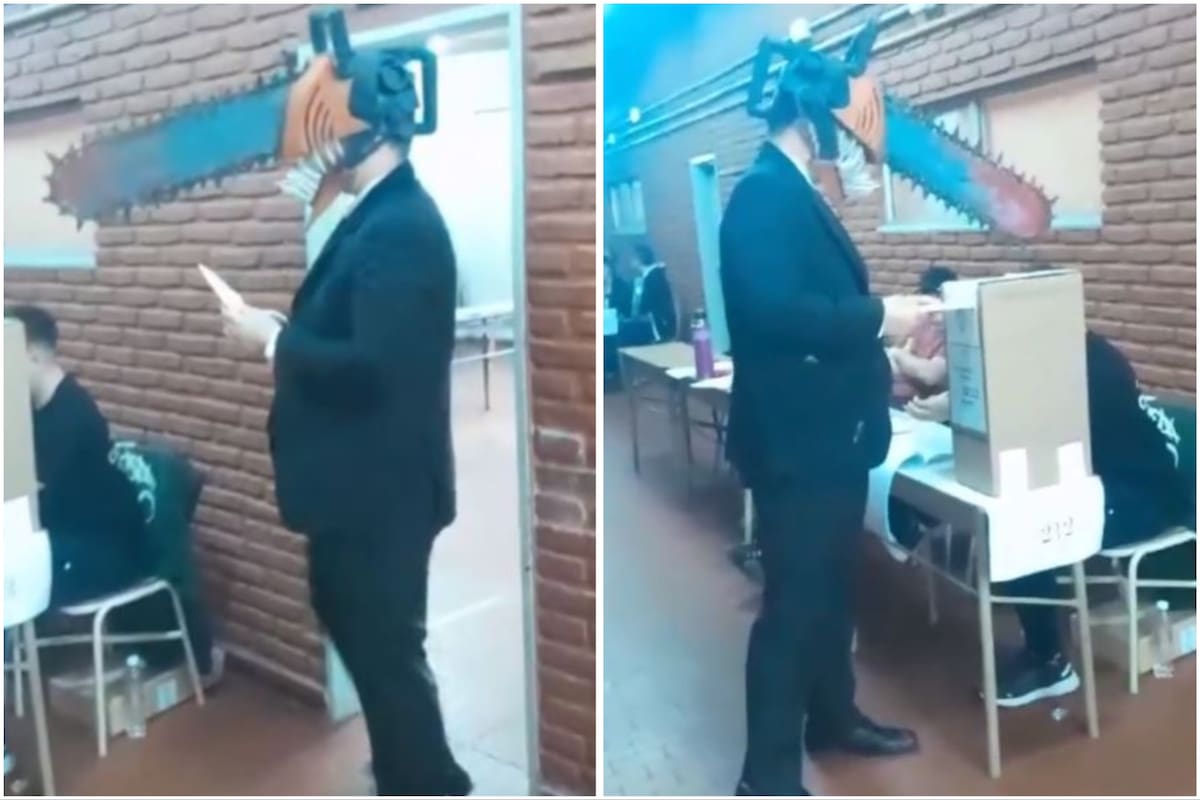 La polémica se instauró por un ciudadano que votó con una máscara de una motosierra