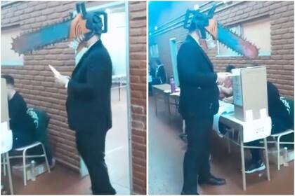 La polémica se instauró por un ciudadano que votó con una máscara de una motosierra