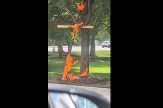 La policía investiga una gran cruz en llamas colocada en un parque de Chicago