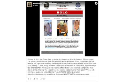La policía local emitió una búsqueda para conseguir información sobre el sospechoso